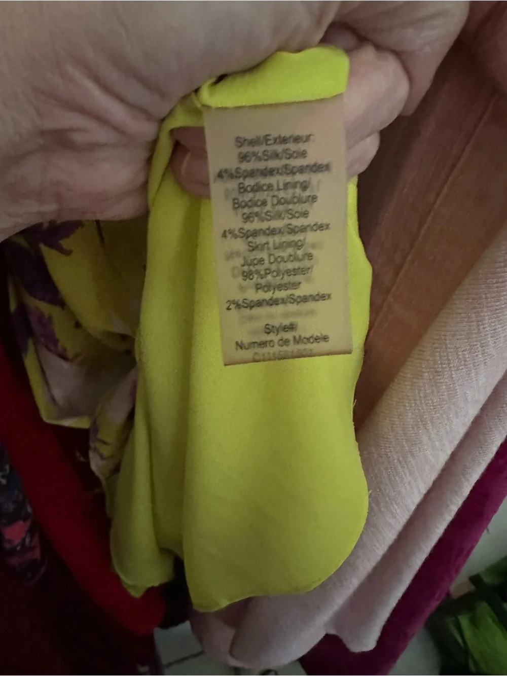 Alice + Olivia Yellow Floral silk, lined Dress with Purple Accents medium